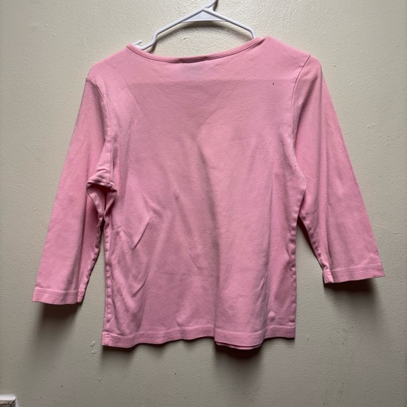 Vintage Lilly Pulitzer Pink Scoop Neck 3/4 Sleeve Tee Shirt White Label Medium - Picture 5 of 7